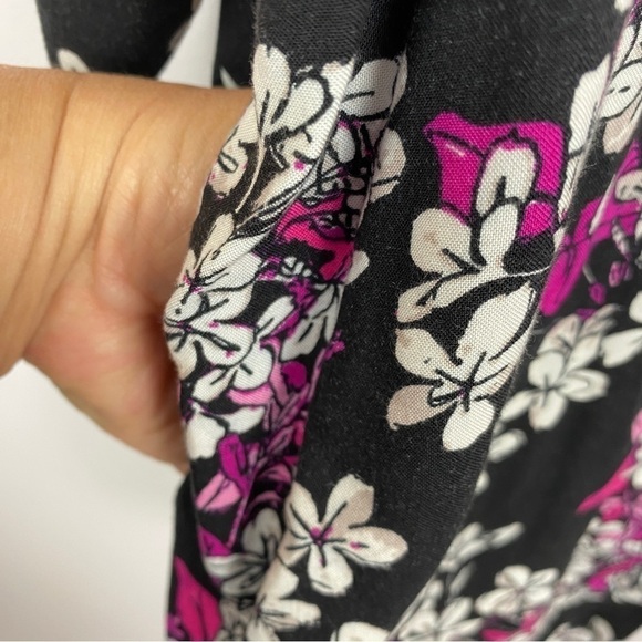 Long Tall Sally Floral 3/4 Sleeves Kimono Size 8 Black White Pink - Picture 9 of 10